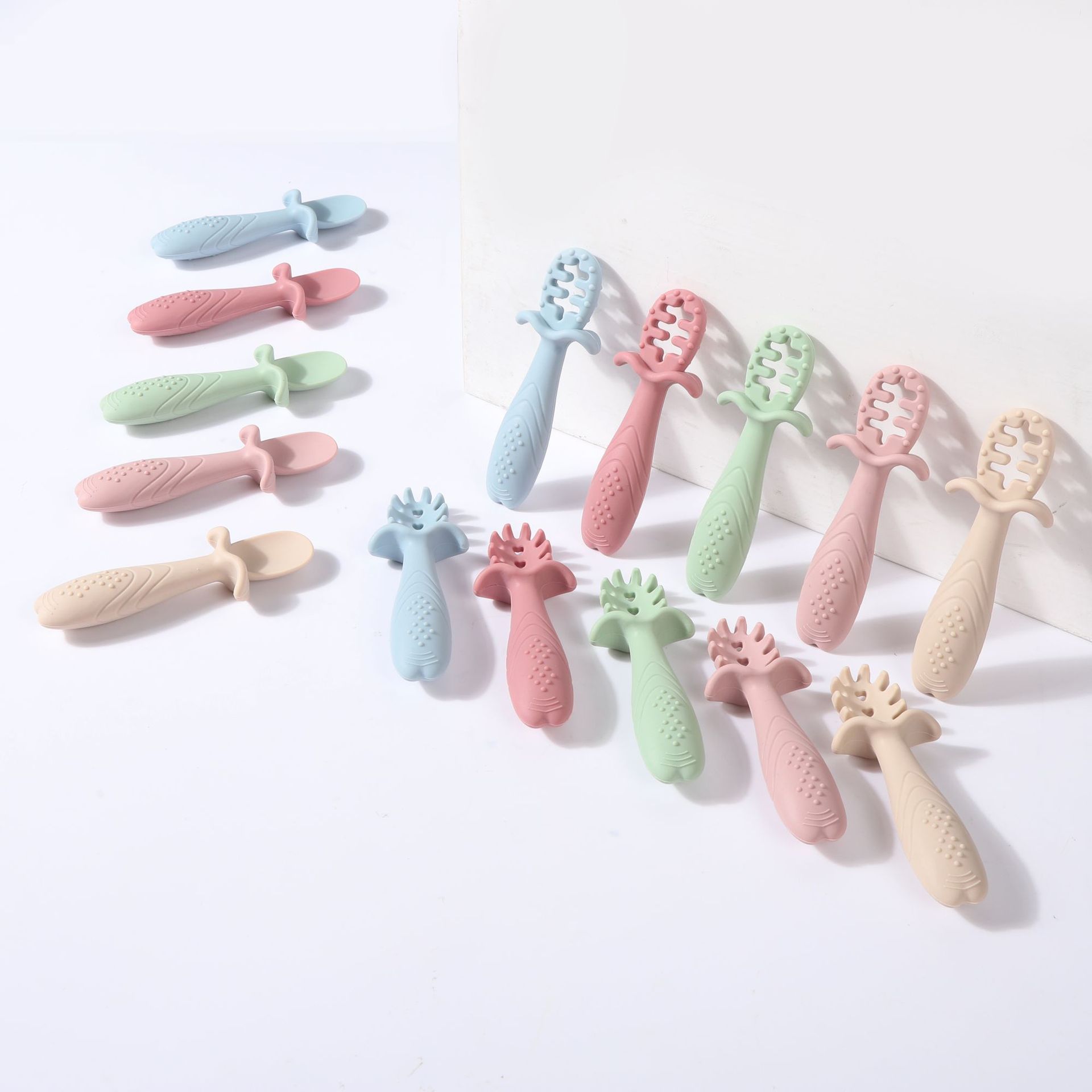 New Silicone Spoon Scraping Mud Spoon Baby Scraping Fruit Mud Supplementary Food Spoon Children Digging and Eating Fruit Mud Spoon Tableware