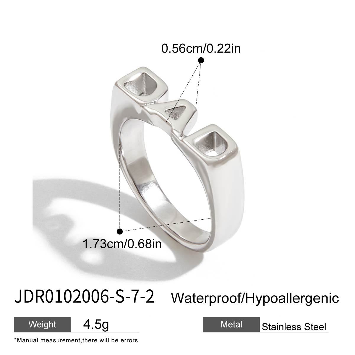 Anillo de letras Jieding, acero de titanio, joyas que no se desvanece, lujo ligero, rings de acero inoxidable de alta gama, joyas explosivas transfronterizas
