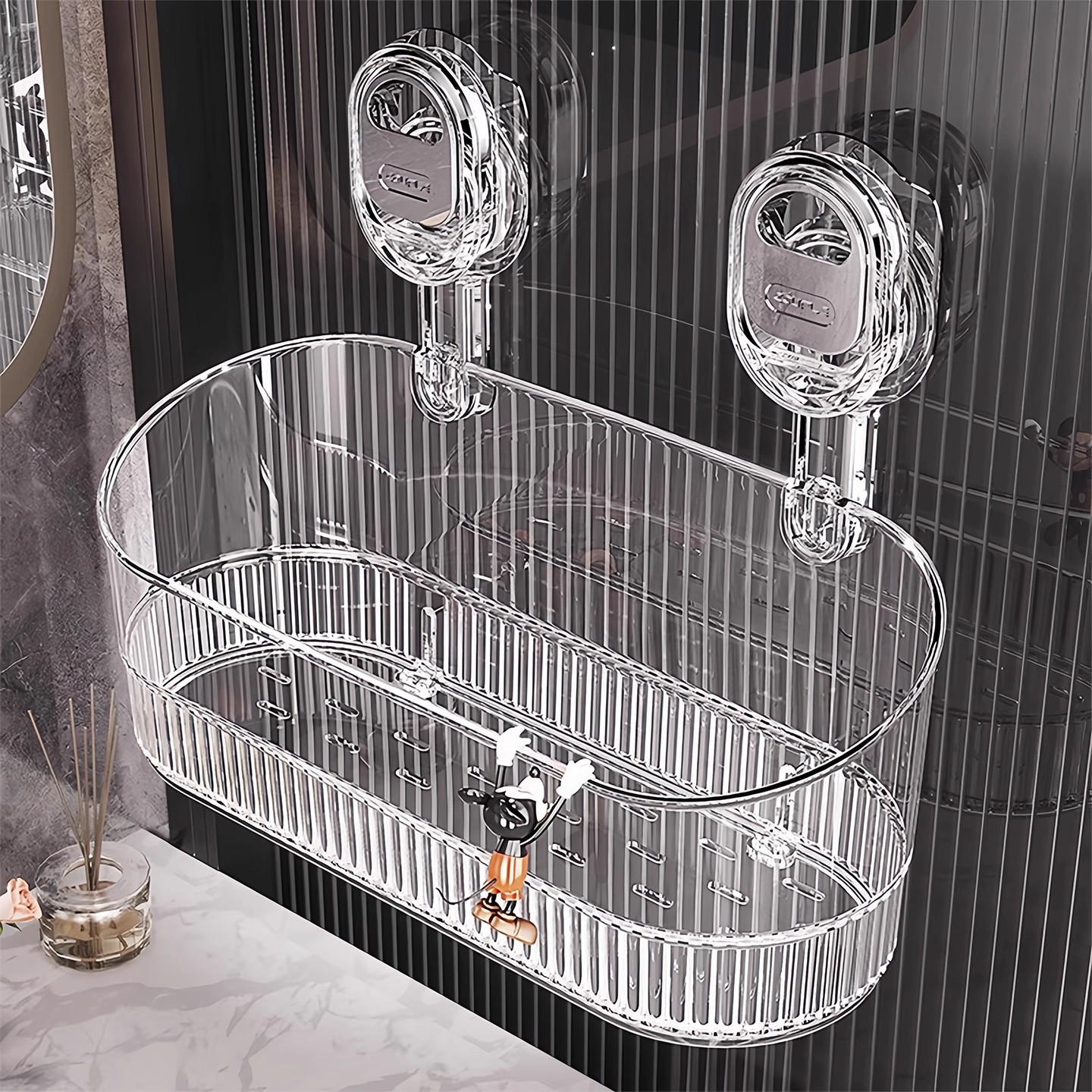 Light Luxury Suction Cup Storage Rack Without Punching Wall-Mounted Bathroom Bathroom Toilet Washbasin Kitchen Storage Box