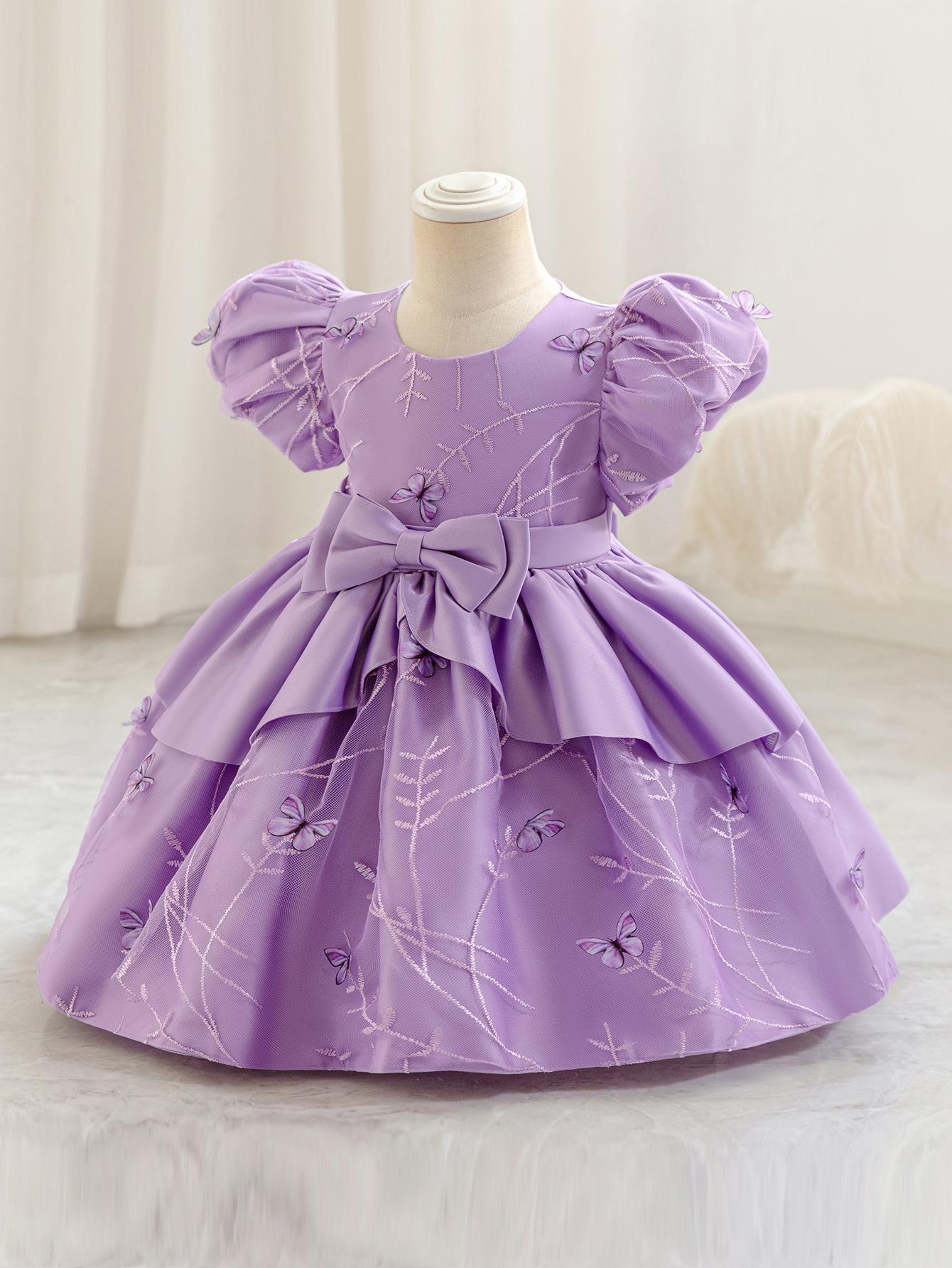 2025 nuevo bebé transfronterizo vestido infantil ropa de abrigo de arco vestido de bebé vestido vestido de abrigo al por mayor