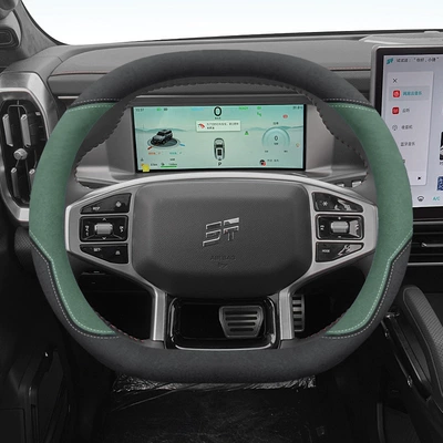 special car handle cover universal — Steering wheel cover - black-and-green-ultra-thin-model-38cm