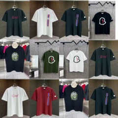高版本 现货M家 25新款袖标短袖印花260克精梳棉短袖外贸批发代发