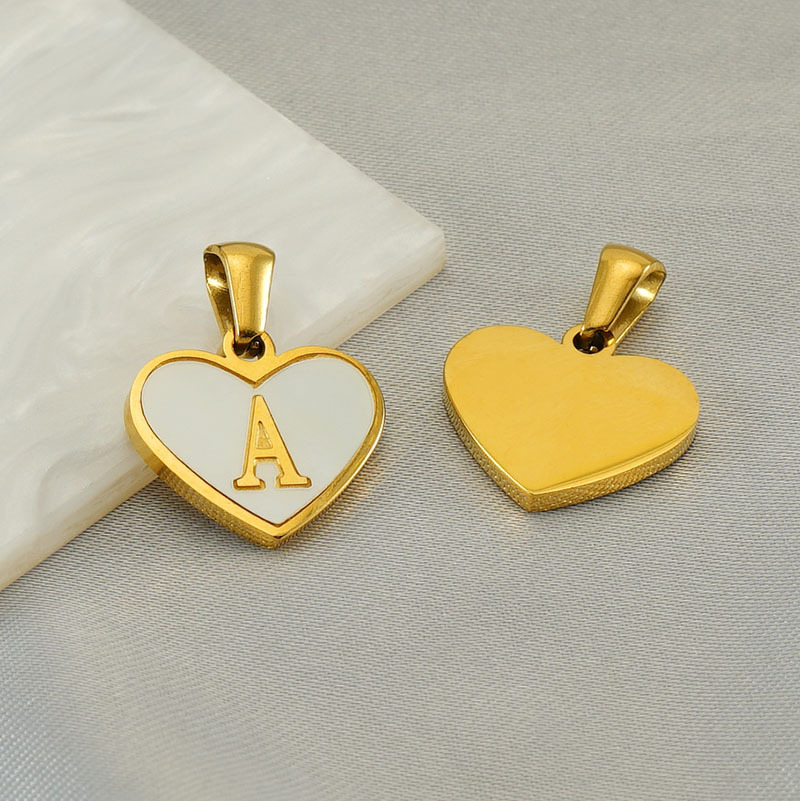 13*16mm Jewelry Making Size Shell Inlay Material 1 Piece 13*16mm Stainless Steel Shell Letter Heart Shape Polished Pendant