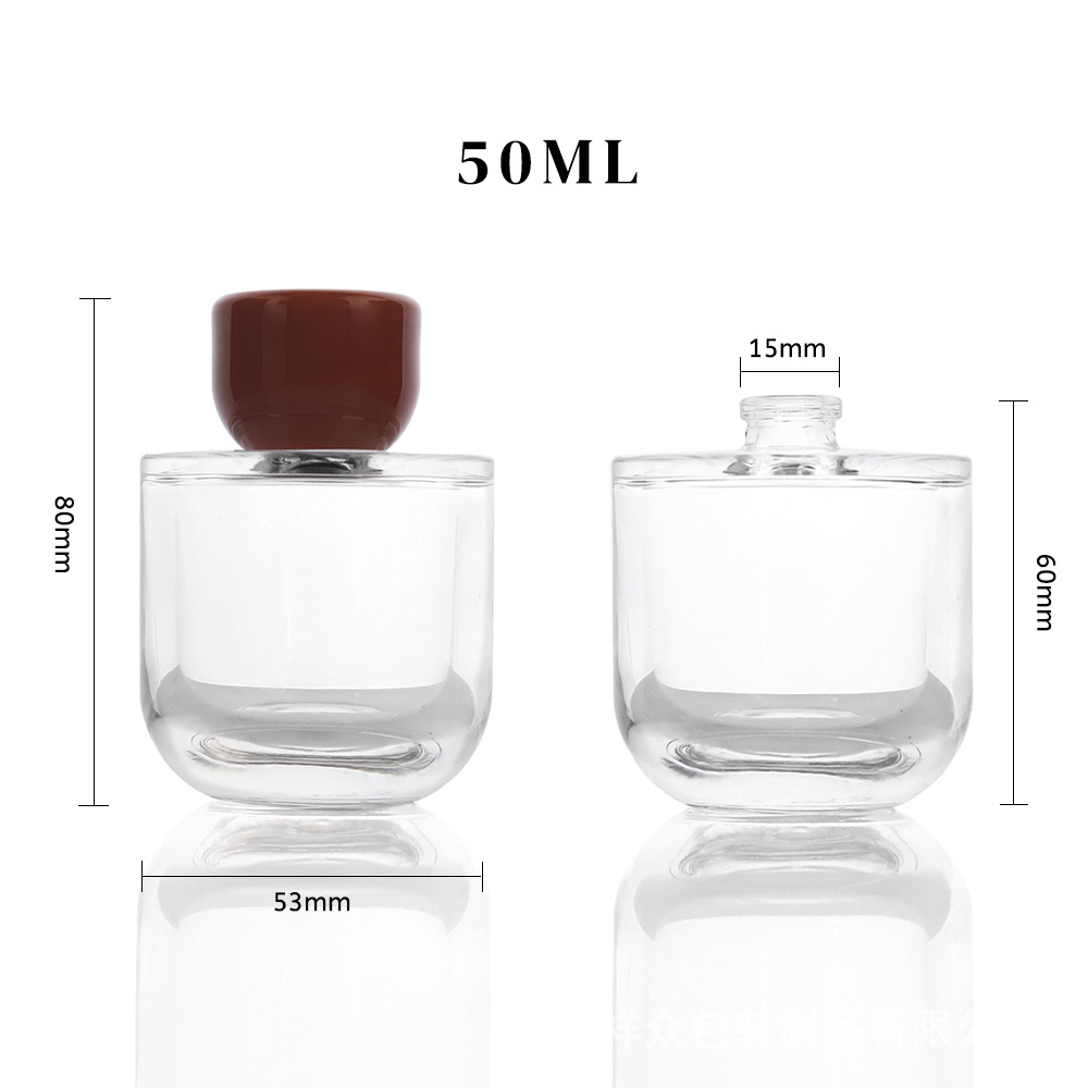 Amazon explosivos perfumes de alta gama se dividen en botellas y tapas de madera presionan botellas de spray botellas de vidrio vacías se pueden rociar logotipos de serigrafía de color