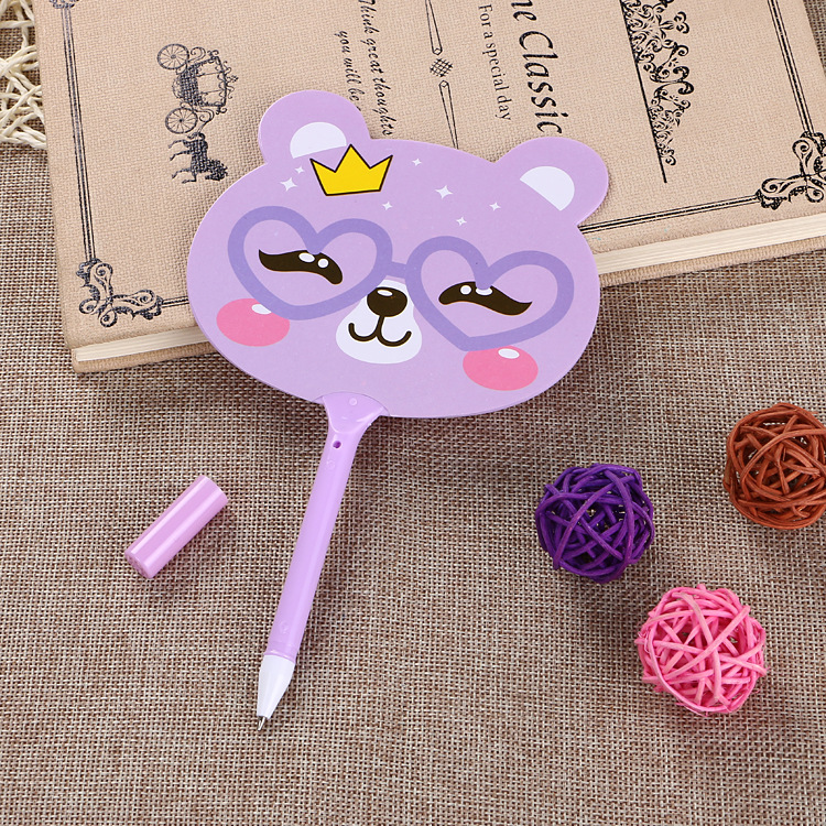 Procesamiento personalizado creativo de dibujos animados abanico bolígrafo lindo aprendizaje papelería premio estudiante regalo al por mayor