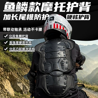 摩托车护背 鱼鳞款硬壳防摔护甲 加长尾椎防护骑行护具