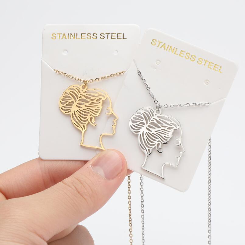 Fashion Portrait Stainless Steel Titanium Steel Plating Hollow Out Pendant Necklace 1 Piece