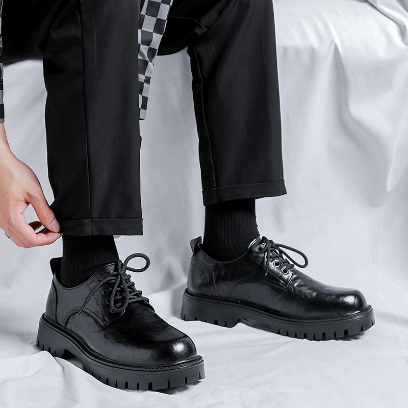 Men's Leather Shoes, Height-Increasing Soft-Soled Derby Shoes, Thick-Soled Business Formal Shoes, British Casual Martin Shoes for Men Men's Leather Shoes, Height-Increasing Soft-Soled Derby Shoes, Thick-Soled Business Formal Shoes, British Casual Martin Shoes for Men