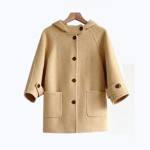 2025 New Autumn and Winter Sheep Wool Kidsren's Double-Sided Woolen Outwears for Boys and Girls, Loose and Warm Mid-Length Outwears