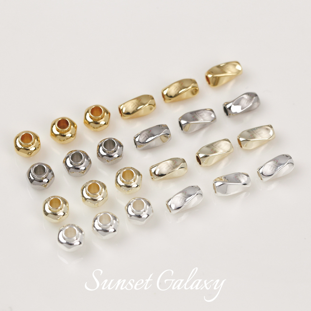 18k gold color retaining hexagonal lantern beads twisted tube beads loose beads handmade DIY string bracelet necklace jewelry accessories
