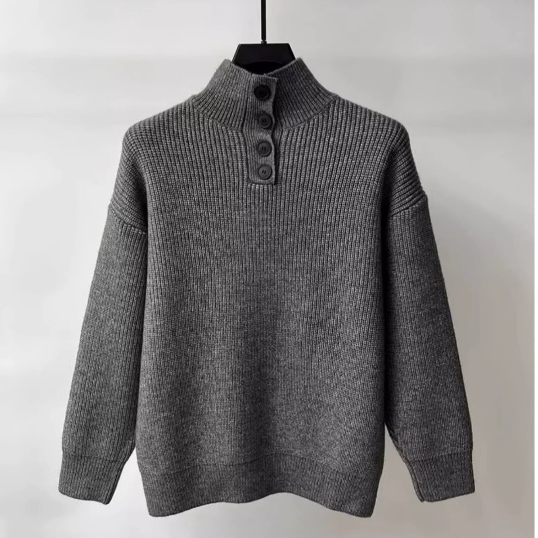 Толстый свитер с воротником на пуговицах мужской свободный ленивый свитер осенью и зимой
