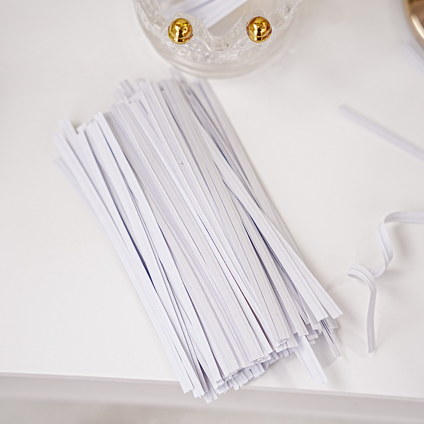 1000根价 新款简约ins风白色封口扎丝 纸质铁丝塑料袋扎口包装用
