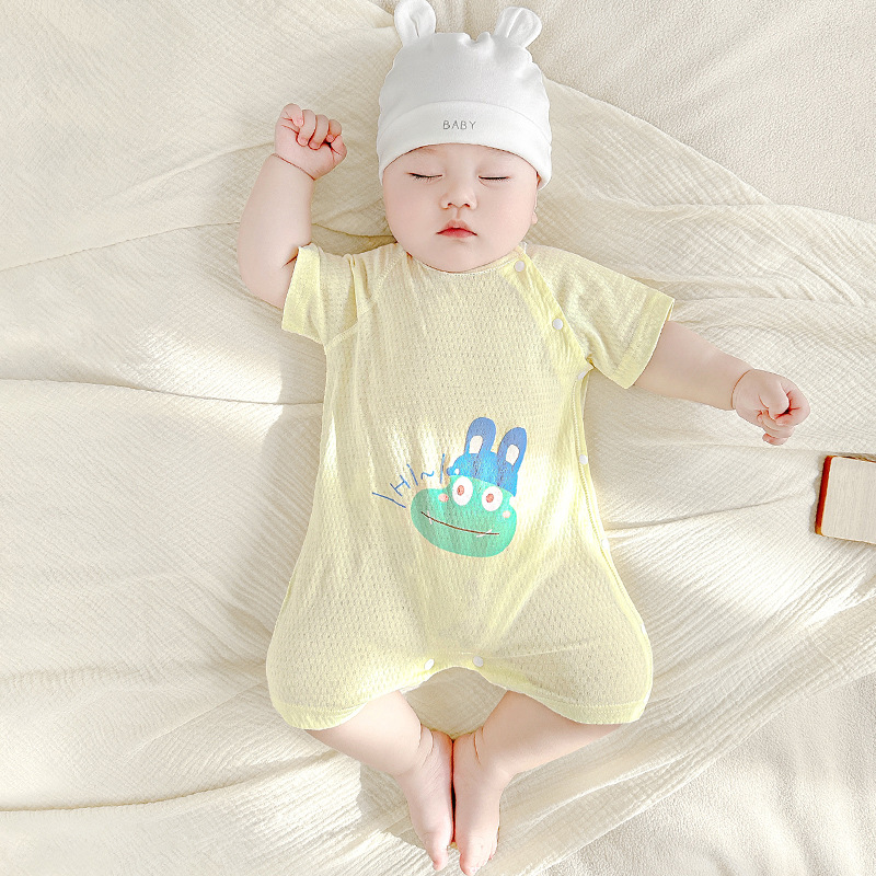Bebé verano mono recién nacido algodón de manga corta verano mampara hombres y mujeres niños pequeños pijamas finos ropa de bebé
