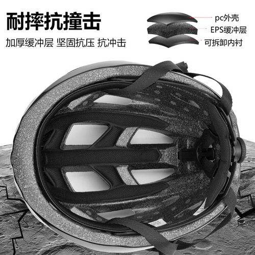 Bicycle helmet with goggles, road cycling helmet with charging taillight, ventilation and breathability, adult unisex helmet