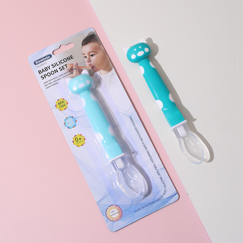 Bebé recién nacido cuchara de silicona cuchara de alimentación bebé alimentación arroz fideos dibujos animados cuchara pequeña niños suplemento alimenticio vajilla