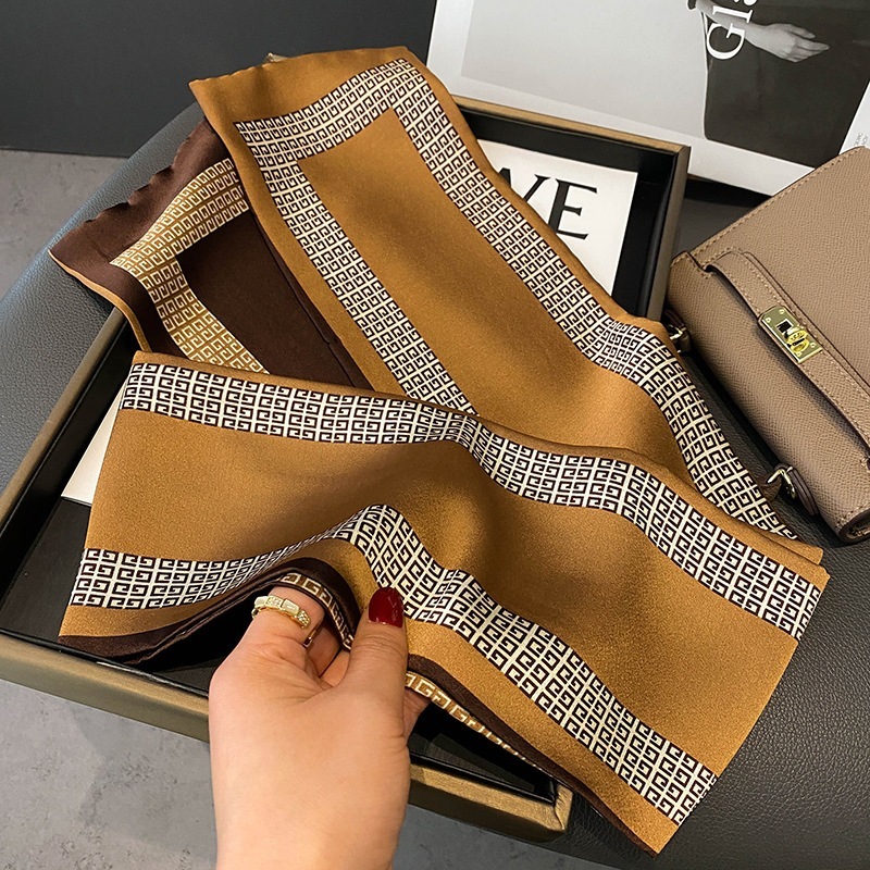 女性用の新しいロングシルクスカーフ、模造ファッション、多用途、細くて長いネックスカーフ、シャツに合わせて着用、シルクスカーフ、韓国版、Sサイズ|undefined
