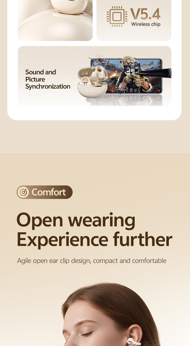 New 2025 OWS Open-Ear Earbuds – High-Fidelity, Smart AI Translation & Ear Clip Design_voghion.com