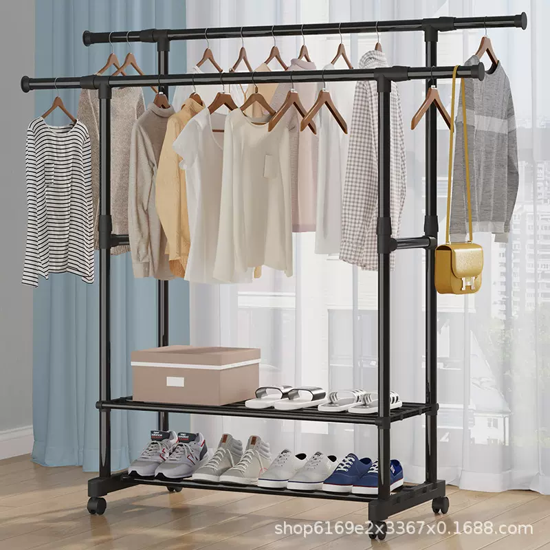 晾衣架落地折叠晒衣架家用卧室单杆室内挂衣架简易阳台挂衣服架子