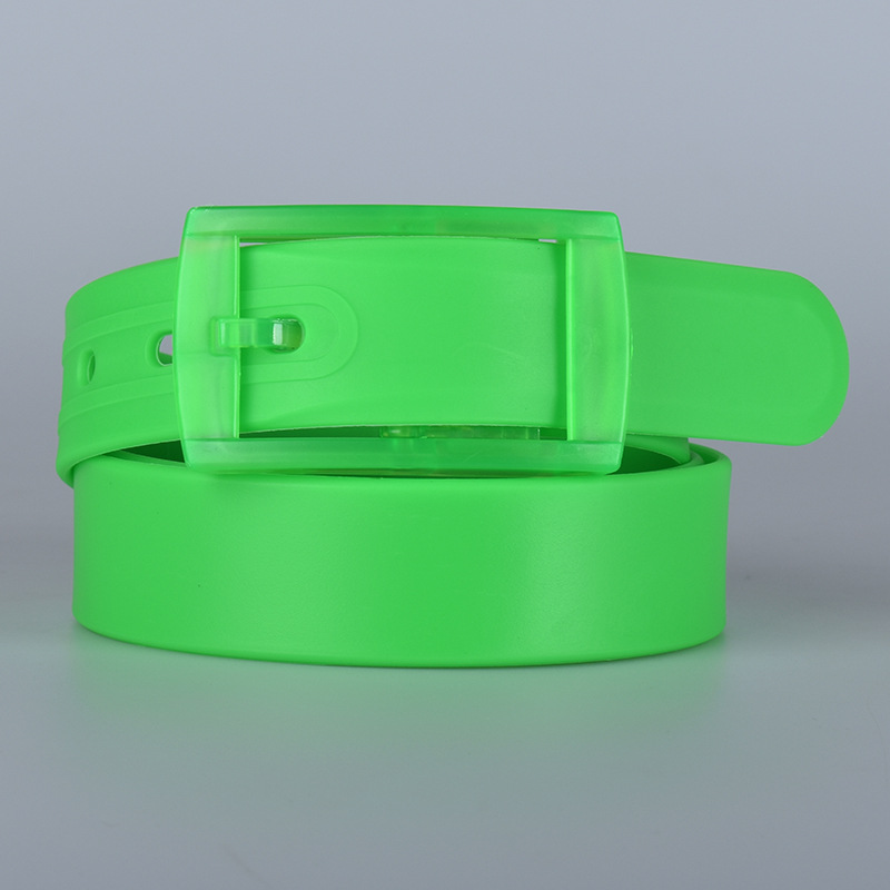 Cinturón unisex de silicona colorida con hebilla de pin, color caramelo, sin metal, cinturón de plástico blanco y rojo para pantalones, venta directa de fábrica