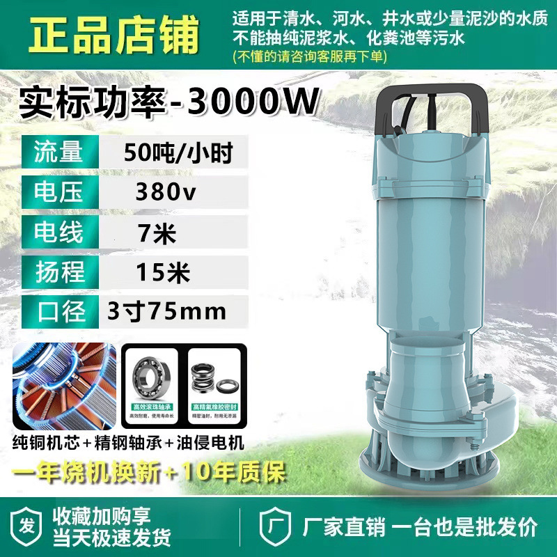Shanghai auténtica bomba sumergible 220V bomba de agua de gran calibre 3 pulgadas 4 pulgadas sin escobillas de alto flujo de elevación bomba de agua