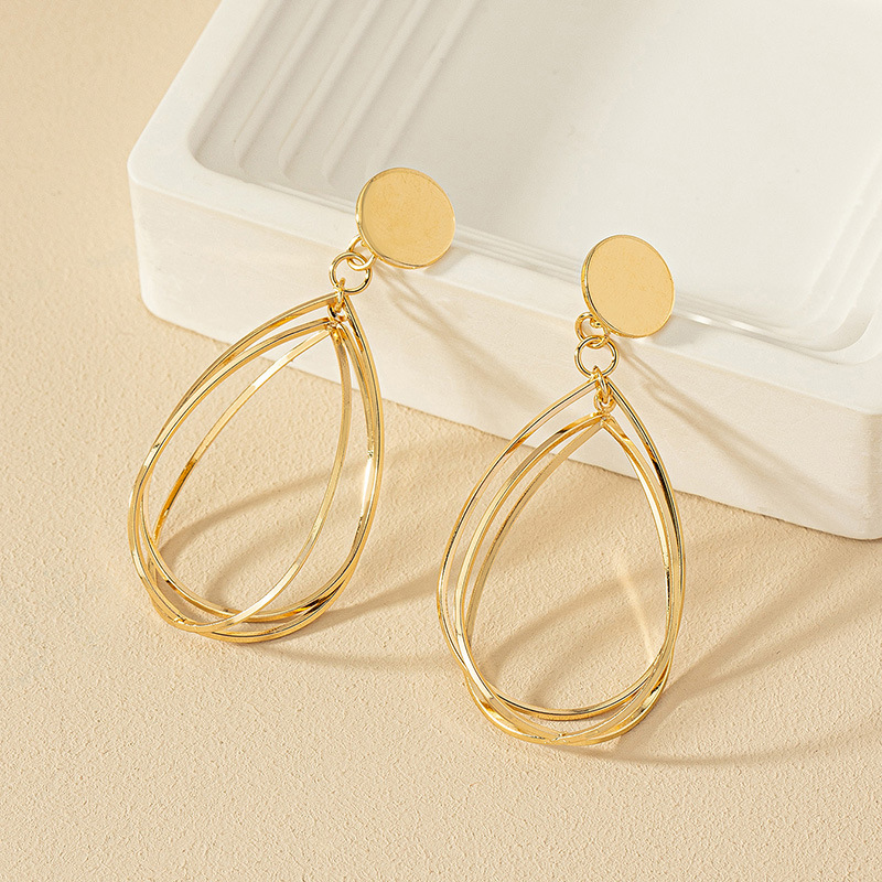 Water Droplets Pattern Wholesale Jewelry Vintage Style Water Droplets Metal Plating Drop Earrings