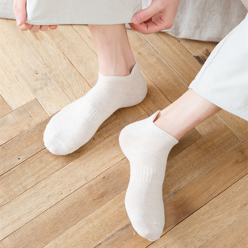 Socks Men's Summer Thin Breathable Socks Ear-lifting Ankle Protectors Sports Cotton Socks Tide Sweat-Absorbent Solid Color Cotton Socks Wholesale
