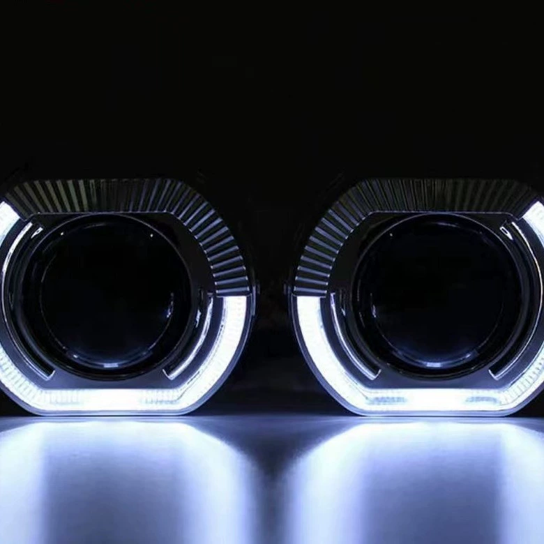 Фара модифицированная двойная световая линза 3 дюйма 2,5 дюйма двухцветная белая желтая квадратная капюшон ангела глаза диафрагмы декоративная капюшон