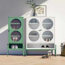 钢制鞋柜家用门口入户玄关柜铁艺收纳柜一体靠墙走廊客厅储物柜子