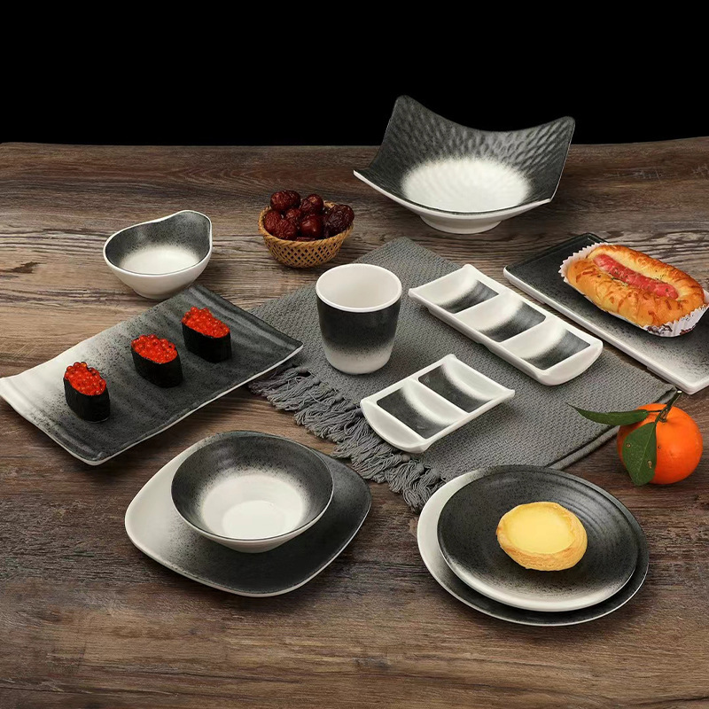 A5 melamine Japanese barbecue plate creative hot pot tableware suit commercial barbecue plate cold dish plastic plate