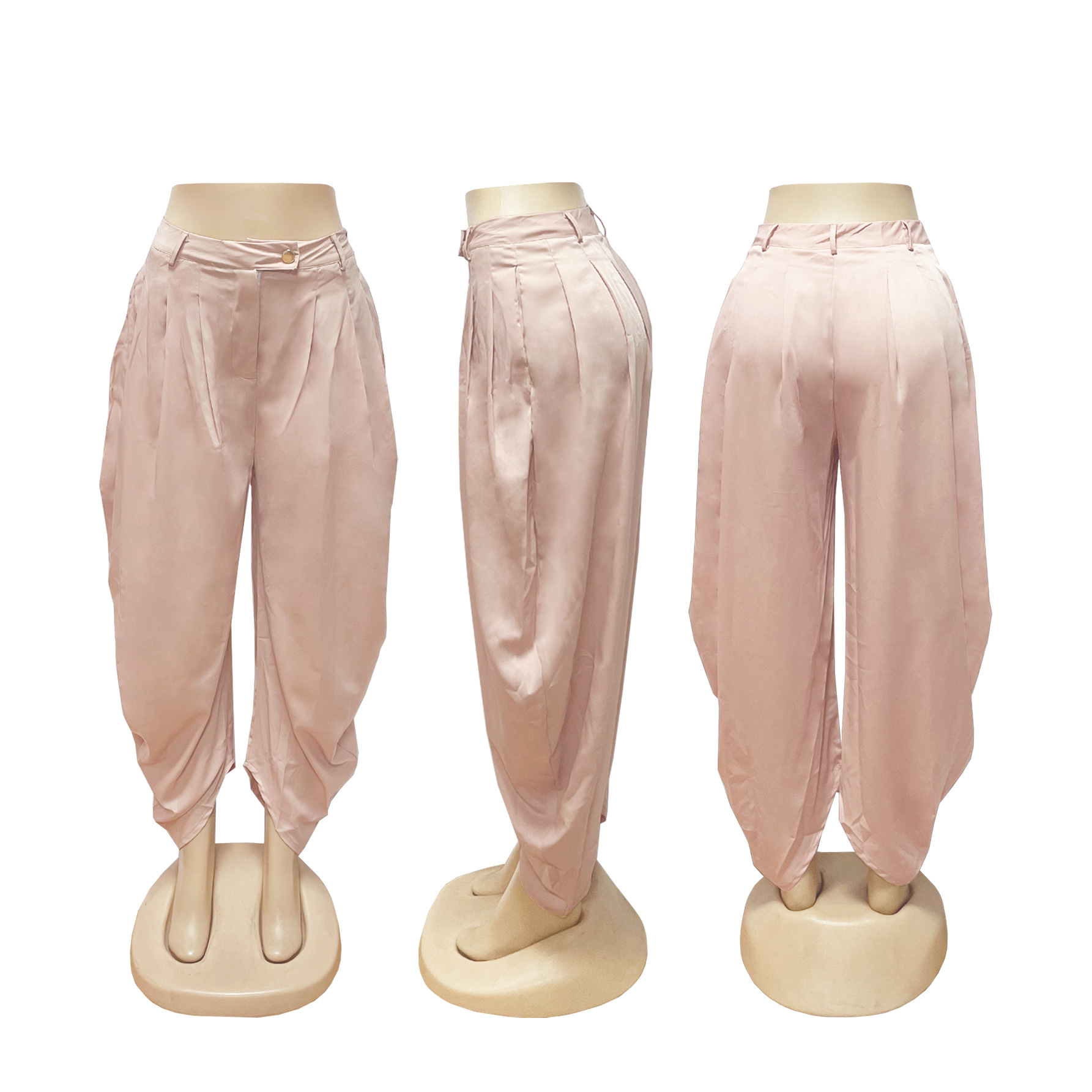 Damen Freizeithose In Unifarben Mit Blumendetail Urbaner Stil_voghion.com