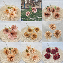 咖色系仿真花 吊顶款 婚庆婚礼堂酒店装饰假花  批发