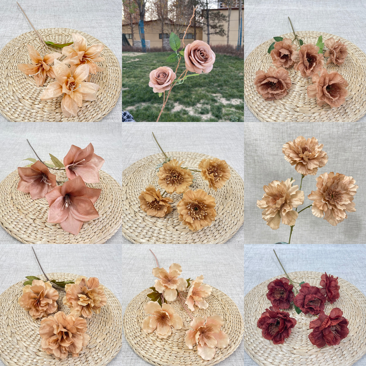 咖色系仿真花 吊顶款 婚庆婚礼堂酒店装饰假花  批发