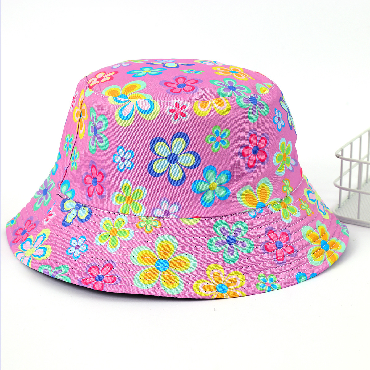 Pintado sombrero de pescador de flores pequeñas nuevos hombres y mujeres sombrero de doble cara sombrero de sol de dos piezas al aire libre sombrero casual