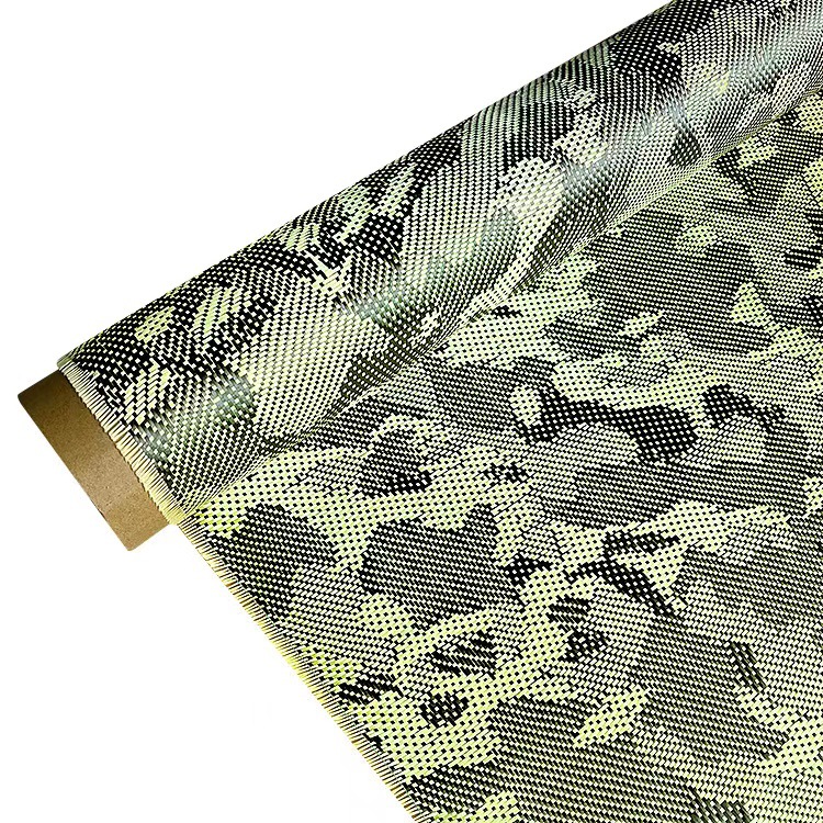 厂家现货供应  碳纤维布 碳布 3K220克碳芳迷彩提花混编布黄黑
