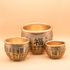 純黃銅米缸百福缸聚寶盆桌面擺件煙灰缸書房裝飾品義烏廠家批發