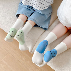 襪子夏天薄女ins笑臉點膠可愛中筒女襪批發韓國2024春新款潮襪棉