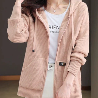 连帽卫衣开衫外套女秋冬2026新款拉链毛衣外搭针织棒球服