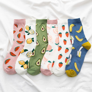 Socks Women's Cotton Socks Fruit Socks Women's Spot Watermelon Banana Socks Foreign Trade Socks Mid-Tube Socks Women's Socks Autumn and Winter Socks