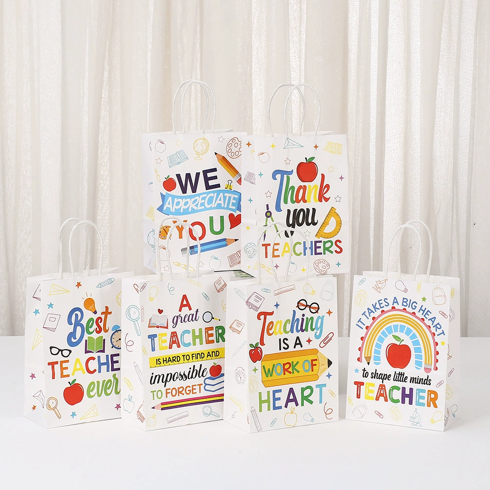 Популярные подарочные пакеты для учителей на День учителя, крафт-пакеты, праздничные сумки-тоут, напрямую от производителя