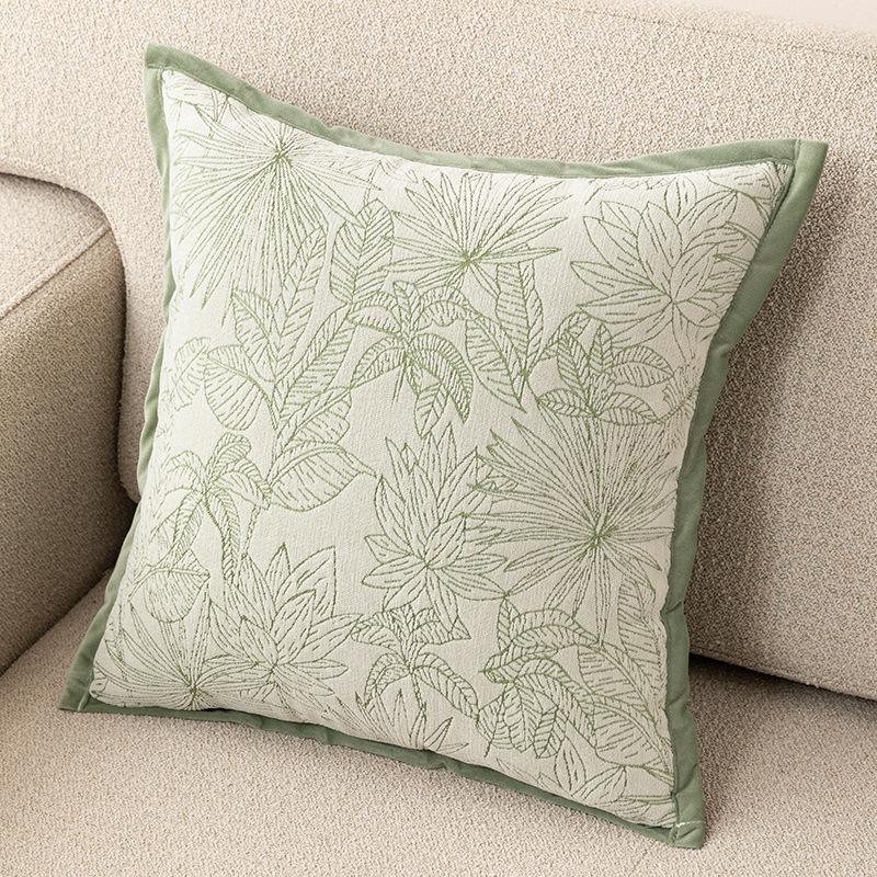 Light French Green Chenille Sofa Pillow Case Ins Style Scandinavian Living Room Pillow Bedside Cushion Waist Back Cushion