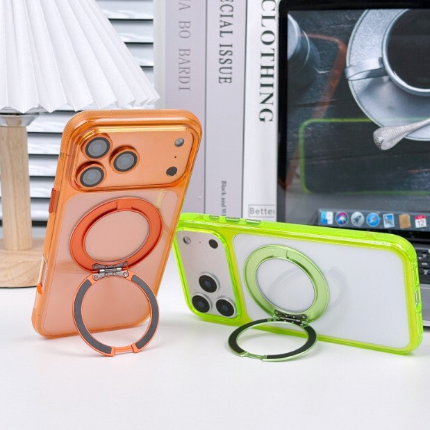 Cross-Border Applicable iPhone 17 Pro Max Phone Case Apple Crystal Diamond Gear Stand C Model 360 ° Rotating stand