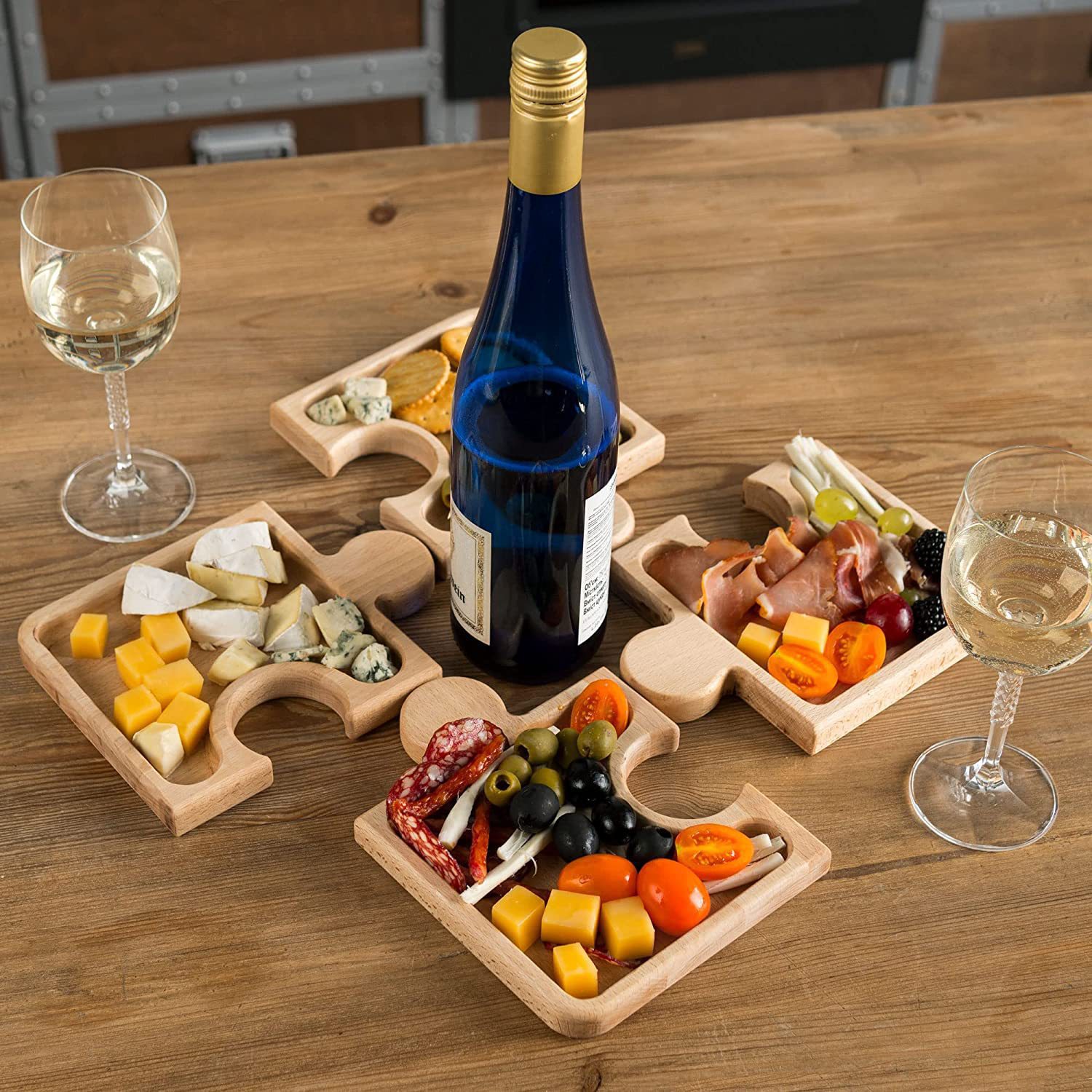 木质果盘零食小吃干果盘酒店托盘拼图创意小吃托盘水果盘方形聚会