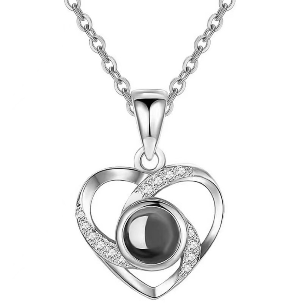 Simple Style Heart Shape Sterling Silver Plating Pendant Necklace display picture 2