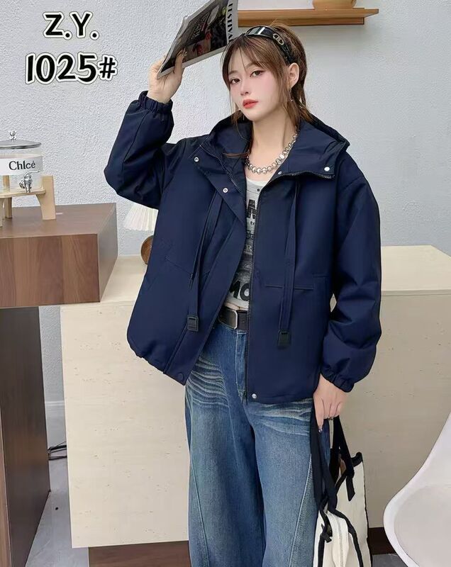 韩版夹棉连帽冲锋衣棉服外套女2025秋冬时尚休闲百搭二棉夹克上衣|undefined