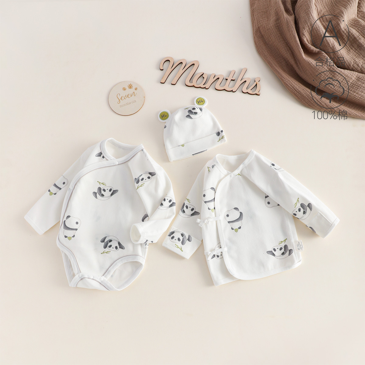 Baby New Four Seasons jumpsuit with cotton Anyang baby and children's clothing, baby crawling clothes, long sleeved warm underwear, boneless jumpsuit
