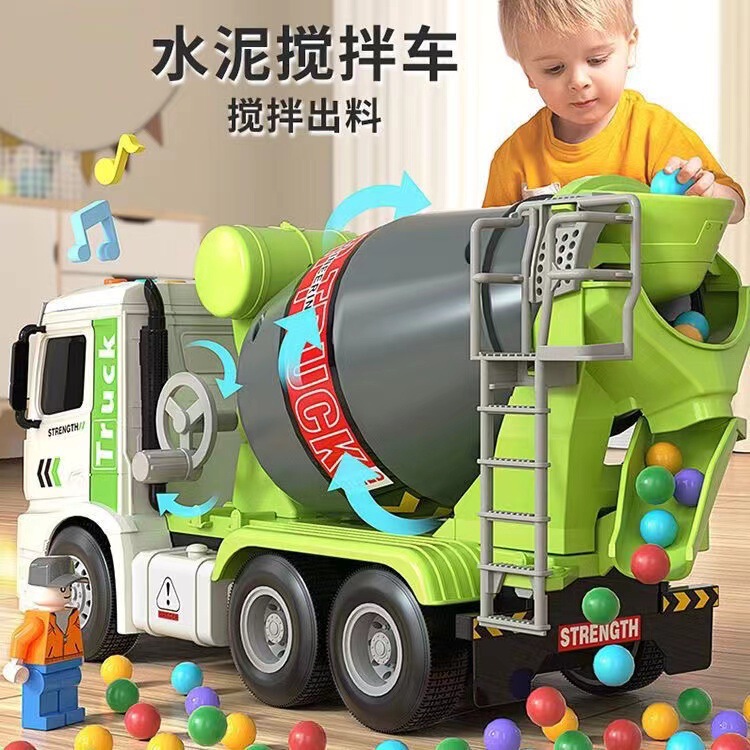 Large Cement Truck Mixer Truck Can Produce Engineering Vehicle Educational Inertia Car Kidsren's Toy Boy 1-3 Years Old
