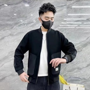 2024 New Men's Baseball Collar Cotton-padded Coat Winter Fashionable Warm Short Casual Jacket Coat Men's Wear