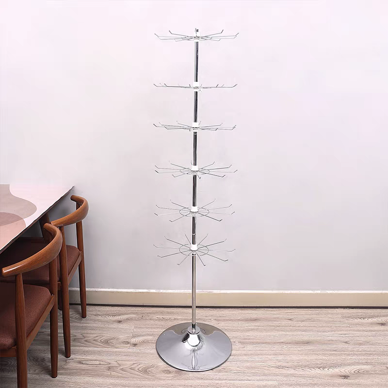 Multi-Layer Rotatable Jewelry Display Rack for Hanging Socks and Keychains, Floor-Standing Small Shelf, Special Rack for Night Market Stalls