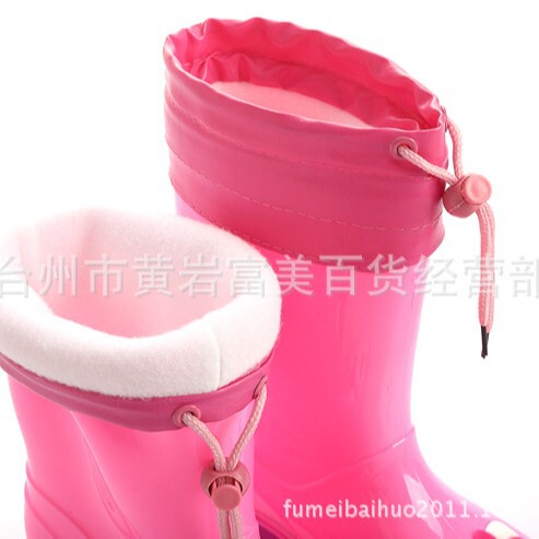 Children's rain boots for middle and large children, warm inner lining, rain boots for boys and girls, cotton covers, pu edge leather mouth, waterproof and warm high-top shoe covers