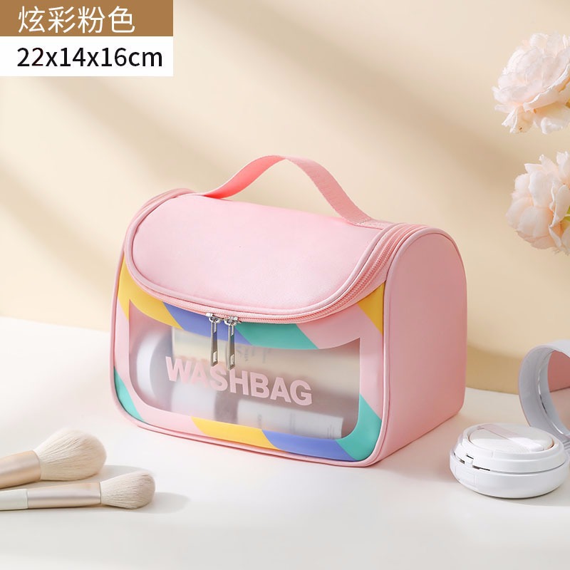 INS transparent waterproof wash bag PU portable makeup bag storage bag Large capacity portable cosmetic storage bag